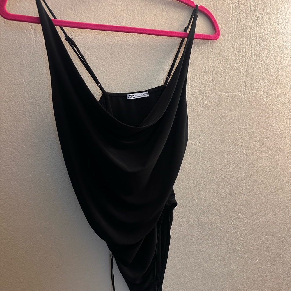 Zara Black Draped Cowl Neck Bodysuit – Size S - Picture 4 of 5